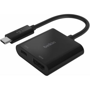 Belkin USB Charge Adapter, USB-C to HDMI, 2-3/10"x7-1/2"x3/5", BK
