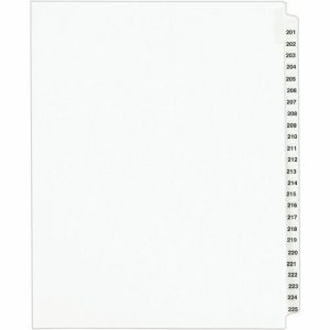 Avery  Index Dividers, Side Tab, 201-225, 8-1/2"x11", White