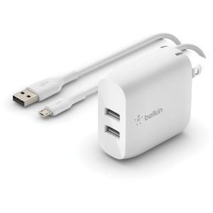 Belkin  Wall Charger, Dual USB-A, USB-A to Micro USB 3.3' Cable, WE