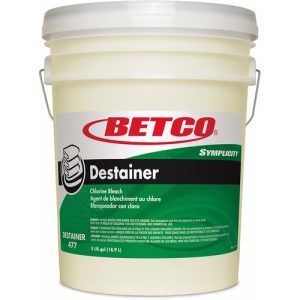 Betco Corporation  Destainer,Liquid,MildChlorine Scent, 5 Gal Pail, Light Amber