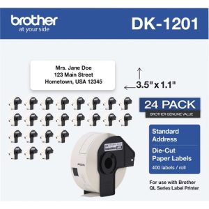 Brother  Label Rolls,f/QL Printer,3.5"x1.14",400/RL,3/PK, 8/PK,CL