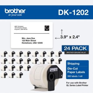 Brother  Shipping Labels, f/QL,3-9/10"x2-2/5",300/RL,3/PK,8PK/CT,WE