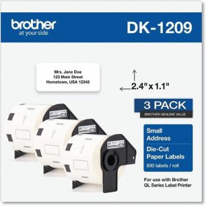 Brother Address Labels, Paper,f/QLPrinter,1.1"x2.4",800/RL,3RL/BX,WE