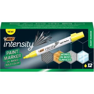 Bic  Marker, Permanent, Paint, 2-4/5"Wx6"Lx2-4/5"H, Yellow