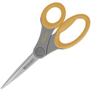 Acme United Corporation Scissors, Antimicrobial, Straight, 8" Blades, Gray/Yellow