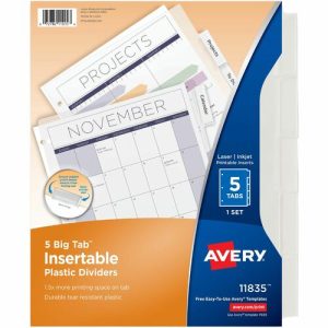 Avery  Insertable Tab Dividers, Plastic, 5-Tab, Clear
