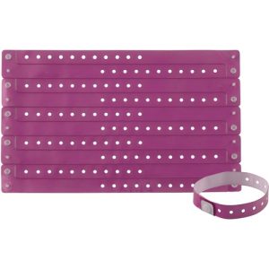 Advantus Corp.  Wristbands, Vinyl, 3/5"Wx9-3/4"Lx1/50"H, 100/PK, Purple