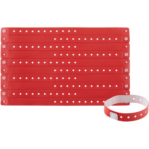Advantus Corp. Wristbands, Vinyl, 3/5"Wx9-3/4"Lx1/50"H, 100/PK, Red