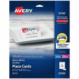 Avery Tent Cards, Arched, Laser/Inkjet, 2-1/16"x3-3/4", 100/PK, WE