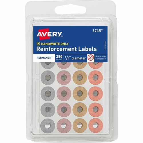 Avery Reinforcement Labels,Permanent,Metallic,1/4"Dia,10080/CT,AST
