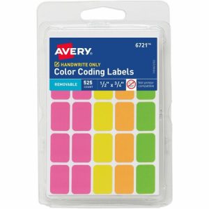 Avery  Color-Coding Labels,Removable,1/2"x3/4",18900/CT,Neon AST