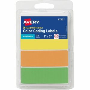 Avery  Color-Coding Labels,Removable,1"x3",2592/CT,Neon AST