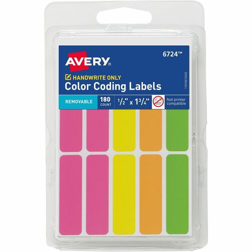 Avery Color-Coding Labels,Removable,1/2"x3/4",6480/CT,Neon AST