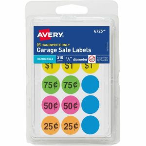 Avery  Labels,f/Garage Sales,Preprinted/Blank,315/PK,36PK/CT,AST