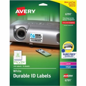 Avery  ID Labels,Square,Permanent,1-1/4"x1-3/4",1280/CT,WE