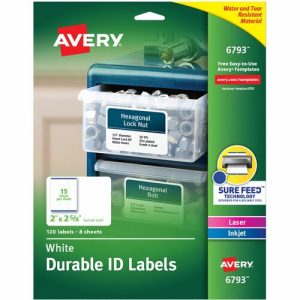 Avery  ID Labels,Rectangle,Permanent,2"x2-5/8",600/CT,WE
