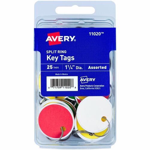 Avery Key Tag, w/ Metal Rim, 1-1/4" Diameter, 25/PK, 36PK/CT, AST