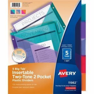 Avery  Dividers,2-Tone,5-Tab,3HP,9-1/4"x11-1/8",24Sets/CT,AST