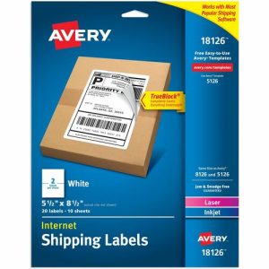 Avery  Shipping Labels,Laser/Inkjet,5-1/2"x8-1/2",20/PK,5/CT,WE