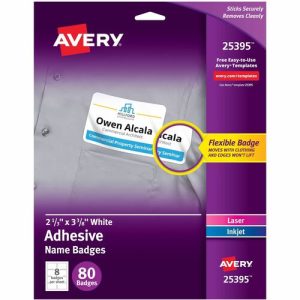 Avery  Name Badges,Laser/Inkjet,2-1/3"x3-3/8",80/BX,5BX/CT,WE