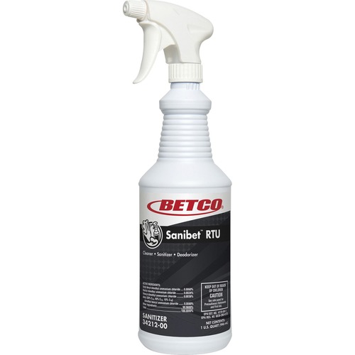Betco Corporation Cleaner/Sanitizer/Deodorizer, RTU, Sanibet, 32oz, Yellow