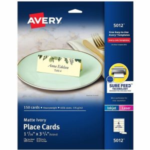 Avery  Place Cards 2-Sided,Uncoated,1-7/16"x3-3/4",750/CT,Ivory