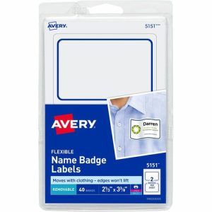 Avery  Name Badges, 2-1/3"x3-3/8", 40/PK, 18/CT, Blue Border