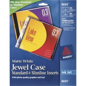 Avery  Inserts,f/CD/CDVD Cases,Inkjet,20/PK,1 PK/CT,White