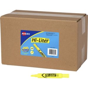 Avery Highlighters,Desk Style,Chisel Tip,200/CT,Fluorescent Yellow