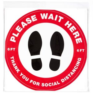 Avery Decal,"Please Wait Here", f/Floors, 10-1/2"Dia,5/PK,Red