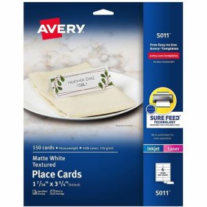 Avery  Place Cards, 2-Sided, 1-7/16"x3-3/4", 750/CT, Matte White
