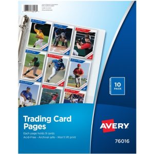 Avery  Trading Card Pages,3HP,9 Card/Page Cap,10/PK,24PK/CT,CL