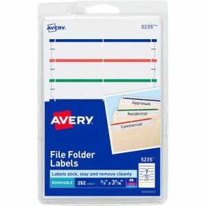 Avery  Filing Labels,Removable,1/3 Cut,252/PK,18PK/CT,AST