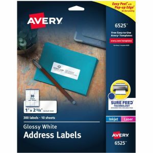 Avery  Address Labels,Easy Peel,Perm,1"x2-5/8",1500/CT,Glossy WE