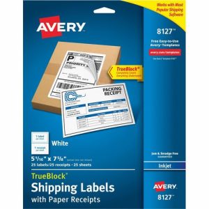 Avery  Shipping Labels,Inkjet,w/Receipt,5-1/16"x7-5/8",125/CT,WE