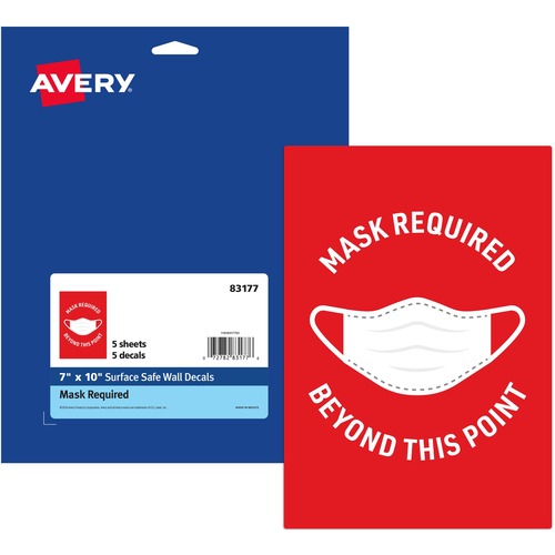 Avery Decal,"Mask Required Beyond This Point",Wall,7"x10",5/PK,WE
