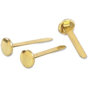 ACCO Round Head Fasteners, Size 5, 15/32"x1-1/4", 100/BX, Brass