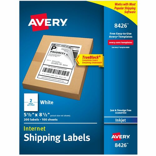 Avery Labels,Inkjet,Shipping,Permanent,5-1/2"x8-1/2",200/PK,WE