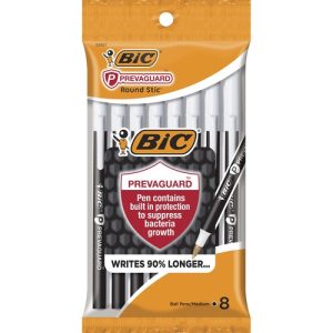 Bic  Pen, Antibacterial, Ballpoint, Blister Card, 8/PK, Black