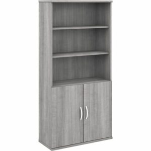 Bush Business Furniture  Bookcase,w/Doors,5-Shelf,35.71"x15.43"x72.80",Platinum Gray
