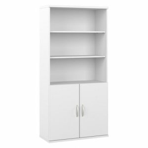 Bush Business Furniture  Bookcase,w/Doors,5-Shelf,35.71"x15.43"x72.80",White