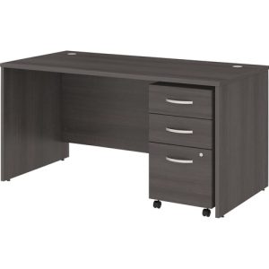 Bush Business Furniture  Desk, w/BBF Ped, 60"x30"x30", Storm Gray