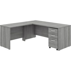 Bush Business Furniture  Desk,w/42"Return/BBF Ped,72"x72"x30",Platinum Gray