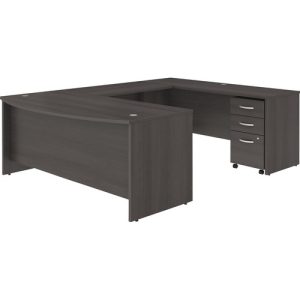 Bush Business Furniture  U-Station,Bowfront,w/BBF Ped,72"x101"x30",Storm Gray