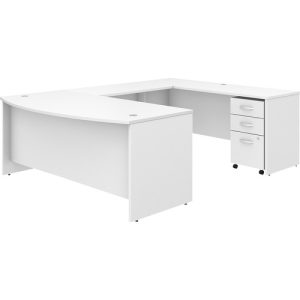 Bush Business Furniture  U-Station,Bowfront,w/BBF Ped,72"x101"x30",White