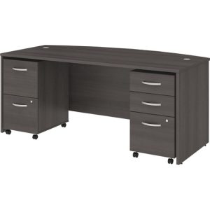 Bush Business Furniture  Desk,Bowfront,w/FF Ped/BBF Ped,72"x36"x30",Storm Gray