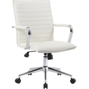 Boss Office Products  Task Chair, Vinyl, Fixed Chrome Arms, 23"x26"x35-1/2", WE