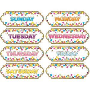 Ashley Productions, Inc.  Board Header,Days,Magnetic,Confetti,8 Pieces,Multi-Color