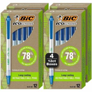 Bic  Pen,Ballpoint,Retractable,Med,48/PK,Semi-CL Barrel/Blue Ink