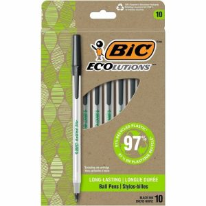 Bic  Pen,Ballpoint,Stick,1.0mm,10/PK,Semi-CL Barrel/Black Ink